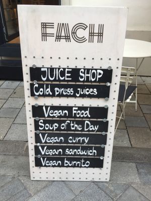 Board  at Fach Juice Shop in Bratislava