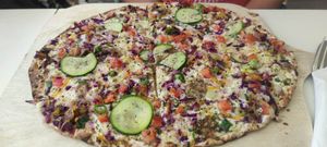 Flammkuchen vegan at 37 grad Kaffeebar Landegeschäft in Lindau