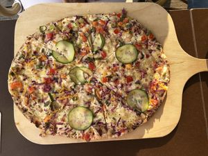 Veganer Flammkuchen at 37 grad Kaffeebar Landegeschäft in Lindau