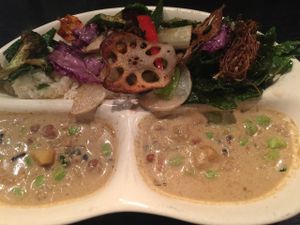5 bean curry with fried vegetables.  at Amurita no Niwa in Ishigaki