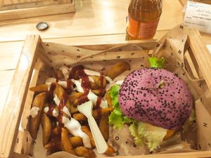 Cherry Bomb with Patatas Buenas at Flower Burger in Rome