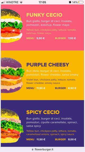 Menu page 2 at Flower Burger in Rome