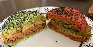 Jungle BBQ and Cherry Bomb halved  at Flower Burger in Rome