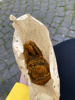 Fried aubergine at Flower Burger in Rome