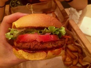 Spicy burger at Flower Burger in Rome