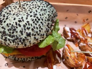 Green bbq  at Flower Burger in Rome