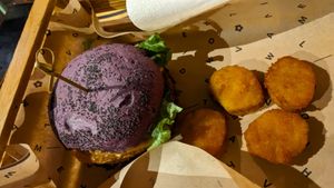 Purple cheese at Flower Burger in Rome