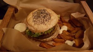 Vegan burger at Flower Burger in Rome