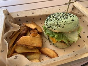 Jungle BBQ and savory potatoes  at Flower Burger in Rome