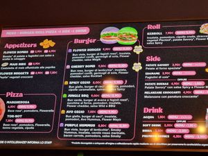 Menu above counter at Flower Burger in Rome