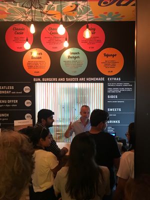 The place was busy 1:00pm on a Saturday.  at Flower Burger in Rome