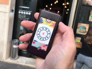 The wait! They give you a pager.  at Flower Burger in Rome