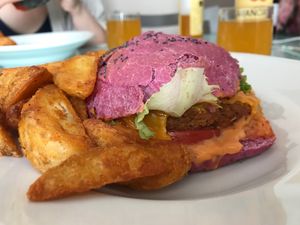 Limited edition Cherry Bomb Burger. We took to go.  at Flower Burger in Rome