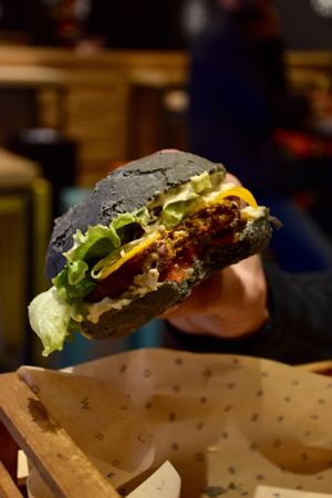 The flower burger with the seitan patty at Flower Burger in Rome
