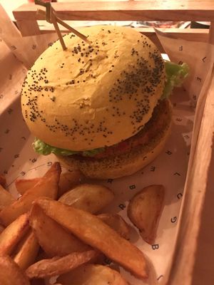 Spicy burger  at Flower Burger in Rome