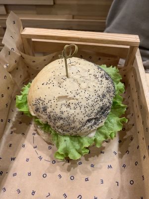 Mushroom based burger at Flower Burger in Rome
