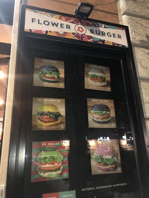 some options at Flower Burger in Rome