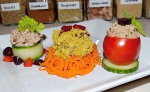 Walnut salad, three ways.  at HooRaw Sunshine Coast Vegan + Market in Sechelt