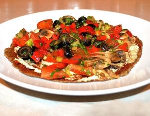 Rawlissio personal pizza. at HooRaw Sunshine Coast Vegan + Market in Sechelt