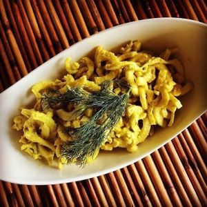 Zucchini Macaroni and Nut-cheese sauce. at HooRaw Sunshine Coast Vegan + Market in Sechelt