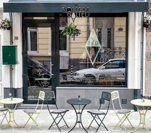 The front view of Salted cafe at Salted Cafe in Sofia