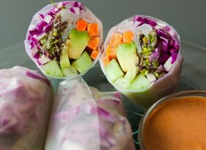 Rice rolls (3pc)

with sprouts, fresh vegetables peanut sauce. at Salted Cafe in Sofia