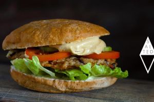 Veggie burger at Salted Cafe in Sofia