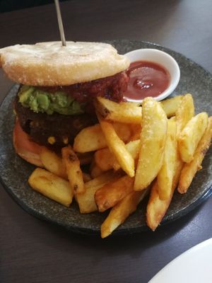Vegan burger at Laneway Cafe in Devonport
