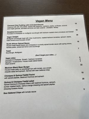 Vegan Menu upon request March 2022  at Laneway Cafe in Devonport