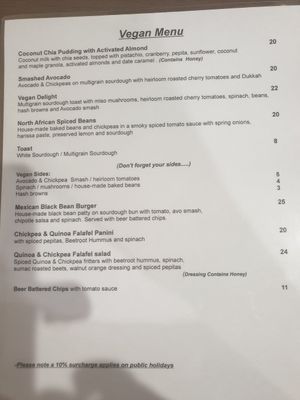 March 2023 menu at Laneway Cafe in Devonport