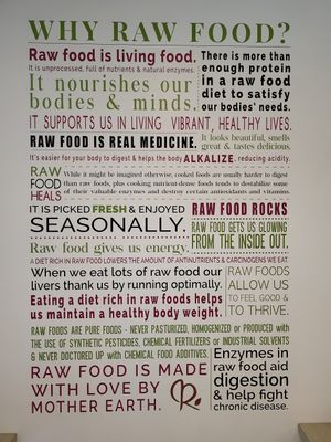 The philosophy behind the raw menu.... at Rawthentic Eatery in Courtenay