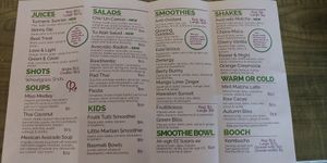 Menu back at Rawthentic Eatery in Courtenay