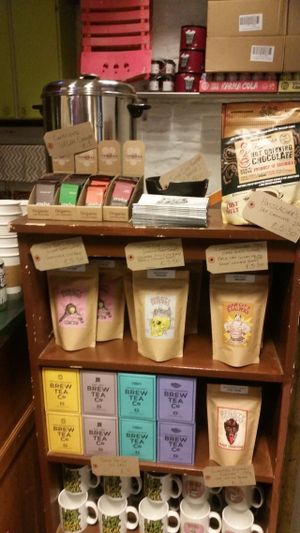 Coffee/tea/vegan chocolate/crisps for sale at Sham City Roasters in Hastings