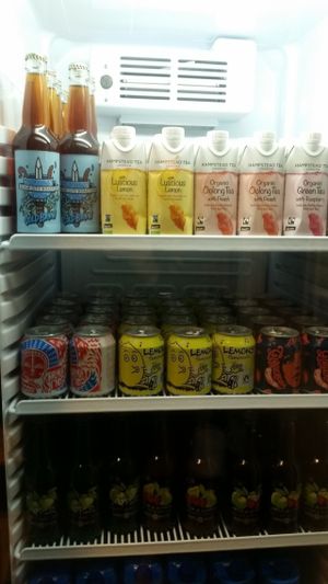 Yummy fridge, complete with handmsde cold brew coffee at Sham City Roasters in Hastings