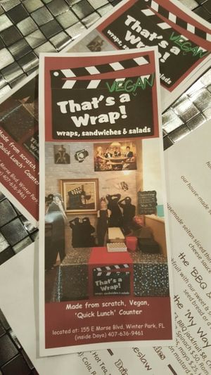 menu at That's a Vegan Wrap in Winter Park
