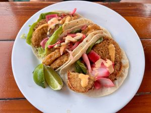 Fried Green Tomato Tacos at Great American Pub in Phoenixville