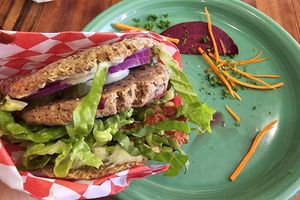 Pablo walnut burger (hold the honey mustard!) at Wild Living Foods in Los Angeles
