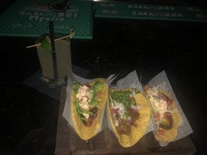 3 vegan tacos and classic margarita  at Tacos & Beer in Las Vegas