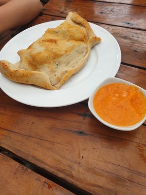 Amazing empanada with red bell pepper, onion and mushrooms! at Casa Esquina in Isla De Pascua