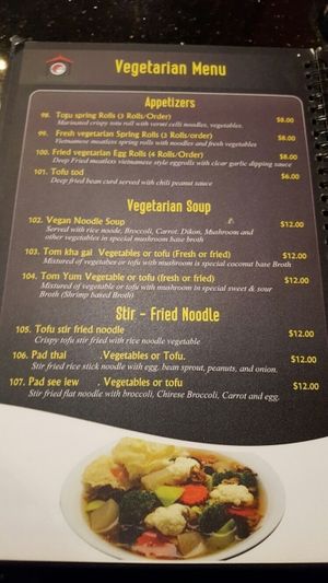vegetarian menu at Pho Saigon in Anchorage