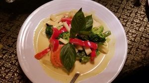 Yellow Curry with Jasmine Rice at Emporium Thai Vegan LA in West Los Angeles