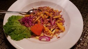 Coco Mango Salad with Crispy Tofu at Emporium Thai Vegan LA in West Los Angeles