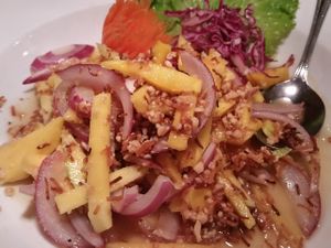 Coconut Mango Salad with Crispy Tofu at Emporium Thai Vegan LA in West Los Angeles
