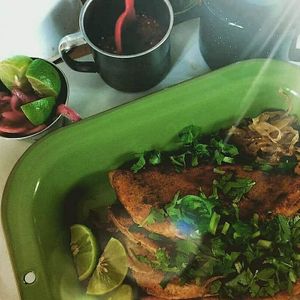 mushroom barbacoa prepared with mushroom. at Chia Fonda Vegana in Guadalajara