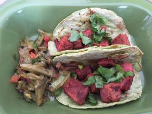 Tacos de Carnitas at Chia Fonda Vegana in Guadalajara