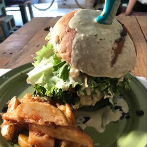 Hamburguesa Mostró at Chia Fonda Vegana in Guadalajara