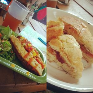 hot dog y emparedado de mantequilla de almendra y mermelada de fresa at Chia Fonda Vegana in Guadalajara