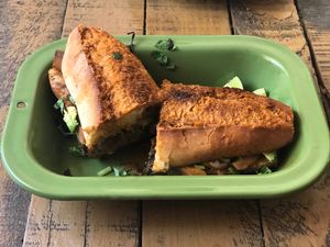 Torta de Barbacoa at Chia Fonda Vegana in Guadalajara