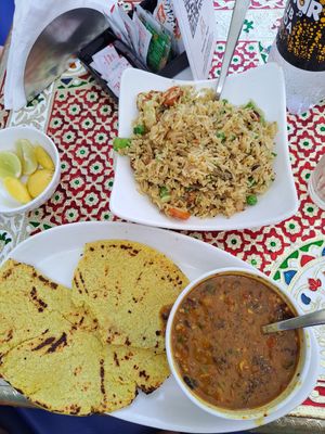 Another type of dal and veg pulao at Yummy Yoga Cafe in Udaipur