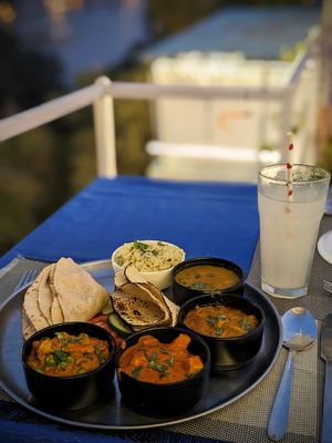Vegan Thali with Tofu. Super yummy 😋 at Yummy Yoga Cafe in Udaipur